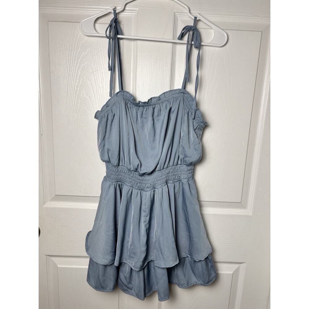 She And Sky Blue Fun And Flirty Jumpsuit Shorts Large